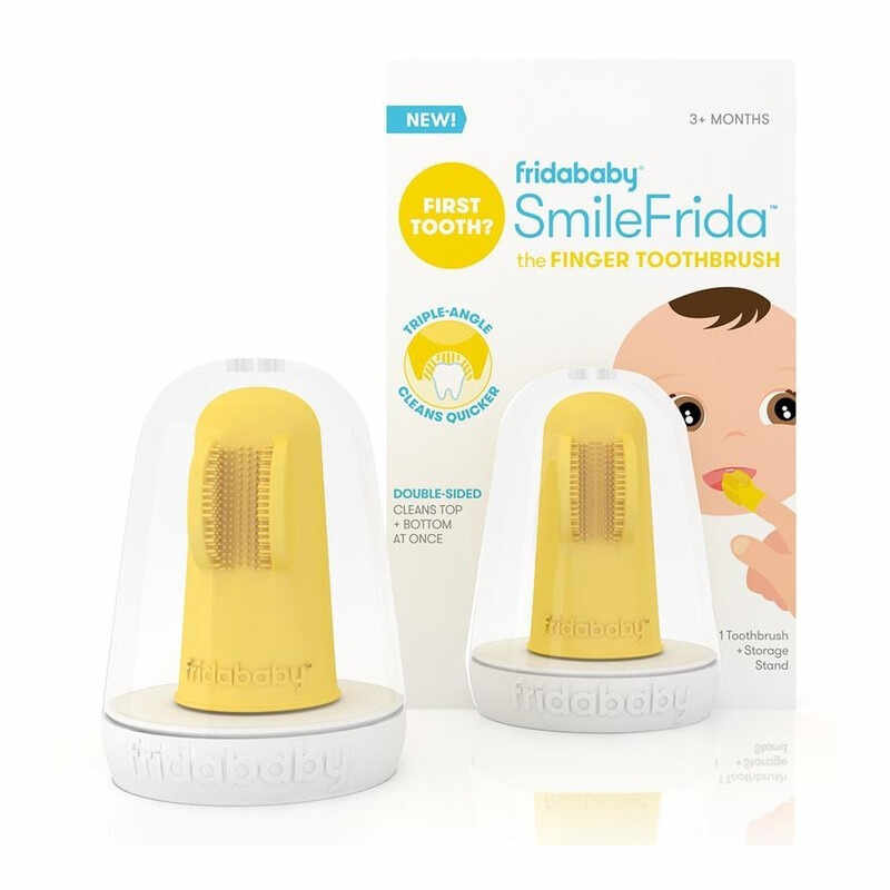 Periuta de dinti Fridababy pentru deget cu peri moi silicon fara BPA 3 luni+ galben